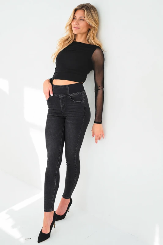 czarne jeansy elastyczne rurki skinny z gumą w pasie sepati (6).jpg